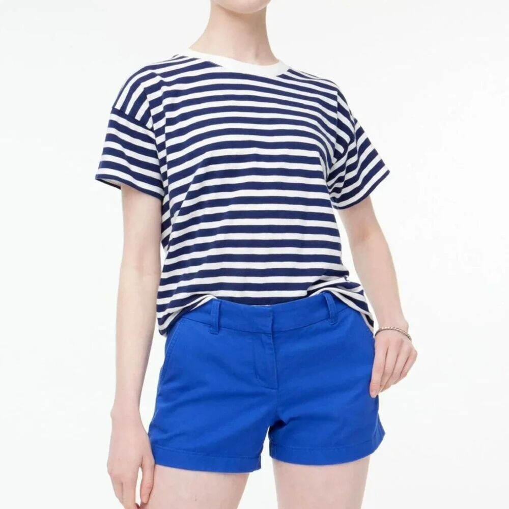 J.Crew Factory Chino Shorts Women's Size 8 Royal Blue 3" Inseam Casual Preppy